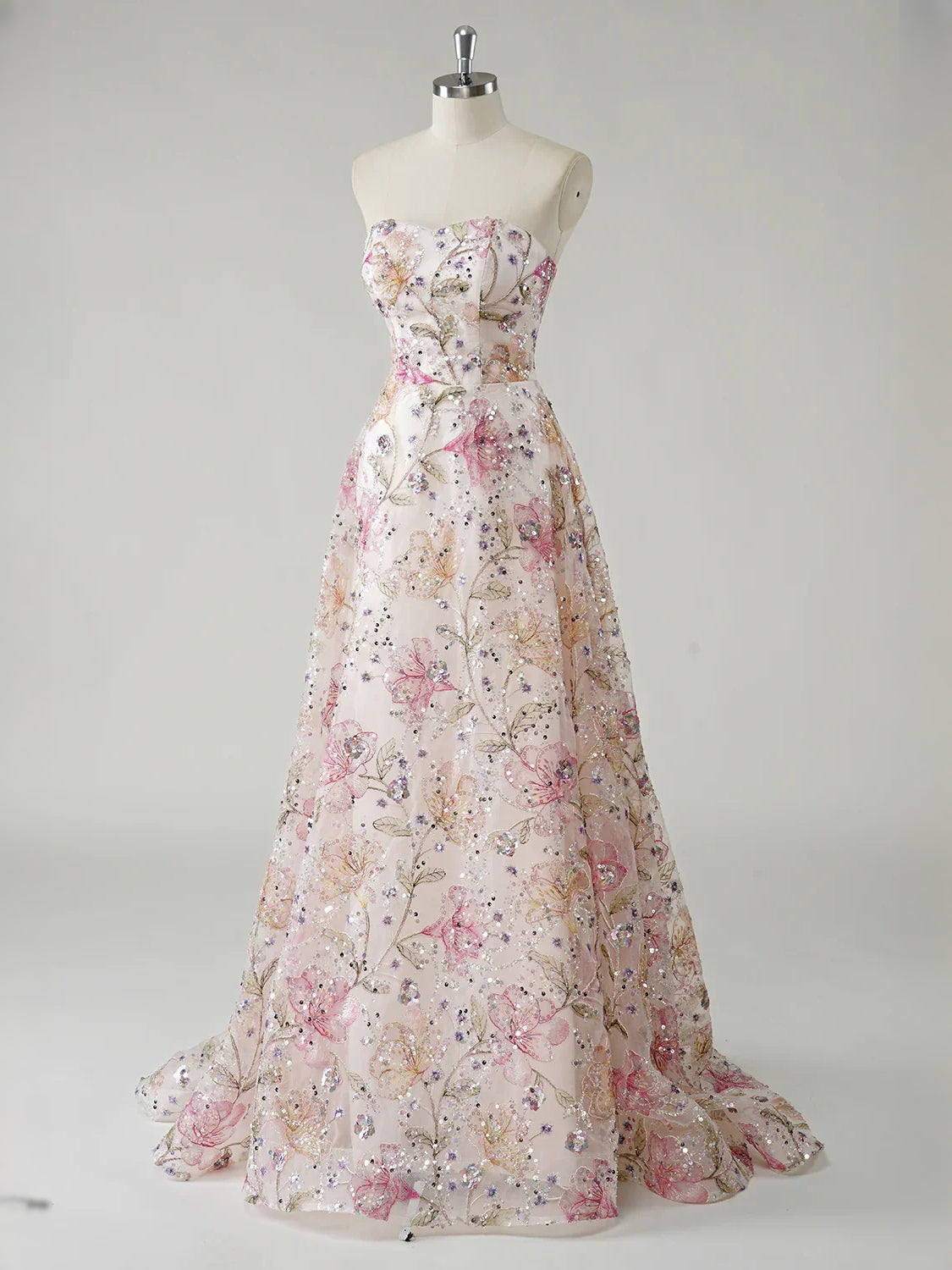 As Picture floor-length prom dress, alternate view showing the overall dress design