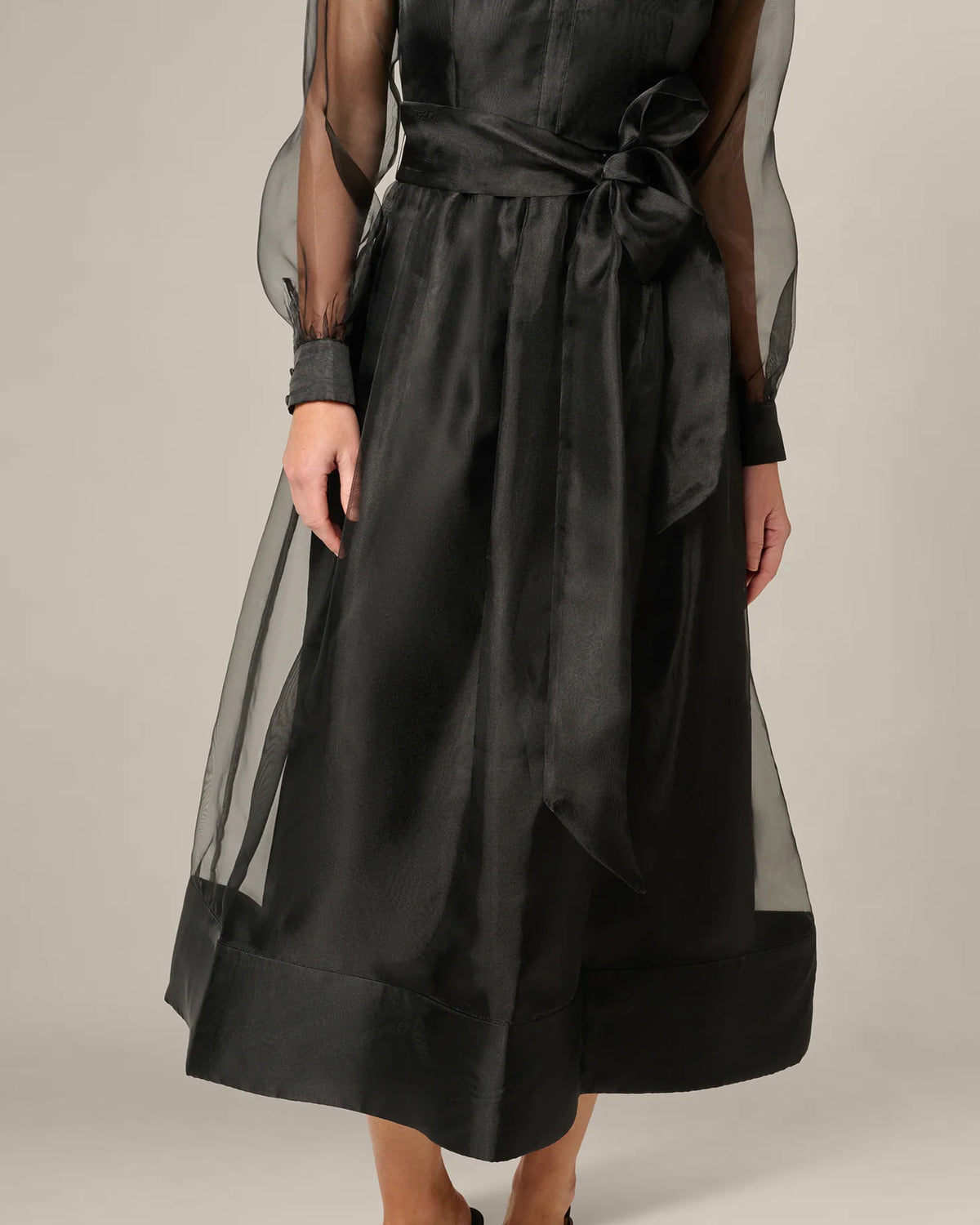 long-sleeve a-line midi mother of the bride dress - image 4