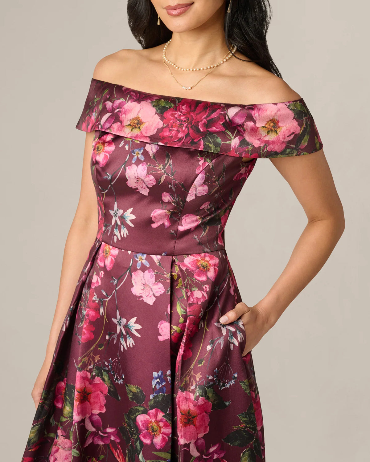 off-shoulder a-line maxi mother of the bride dress - image 4