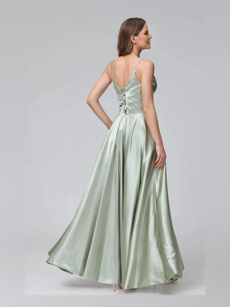 Dusty Sage ankle-length prom dress, alternate view showing the overall dress design
