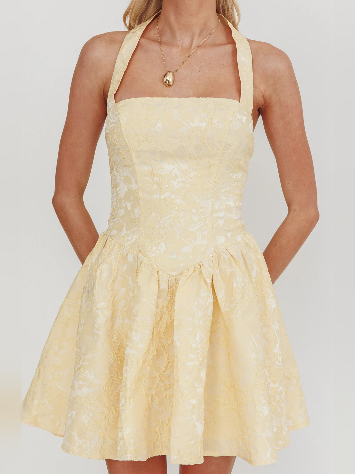 Butter mini homecoming dress, alternate view showing the overall dress design