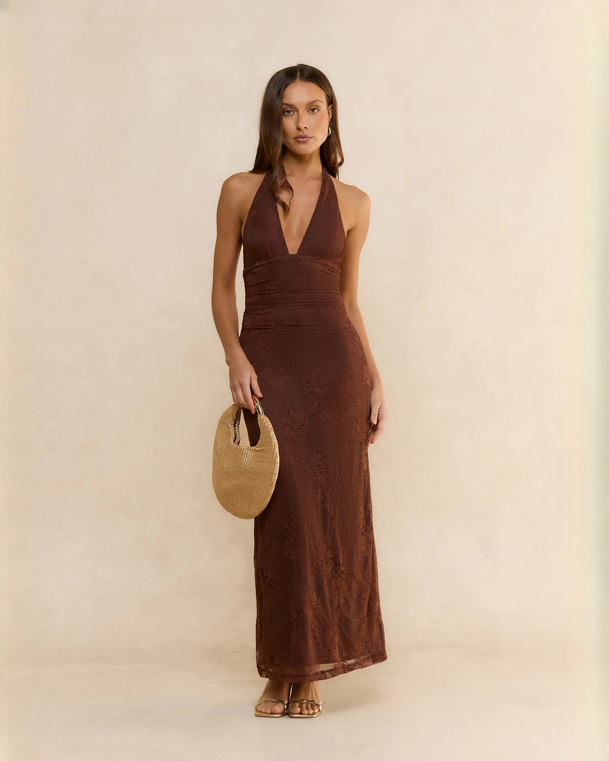 sleeveless mesh a-line maxi bridesmaid dress - image 4