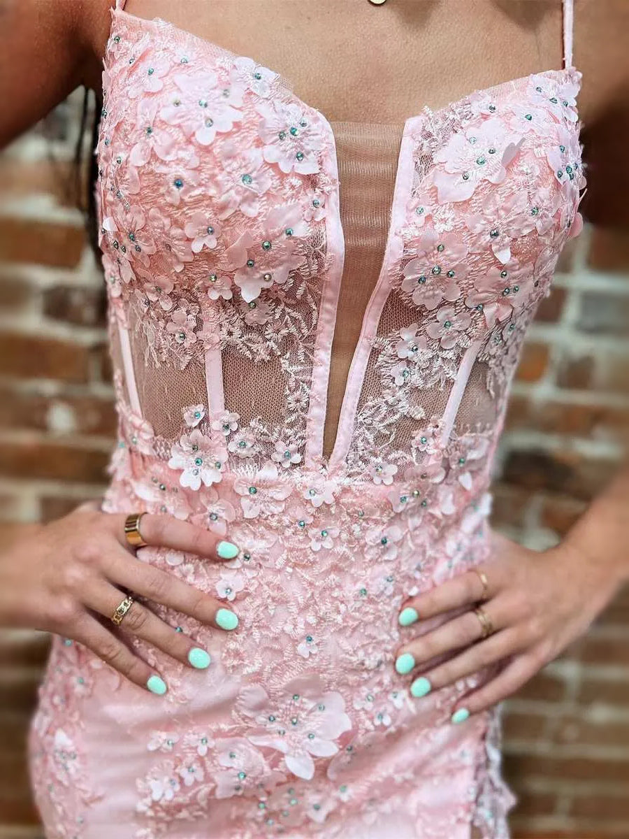 Blush Pink maxi prom dress, alternate view showing the overall dress design