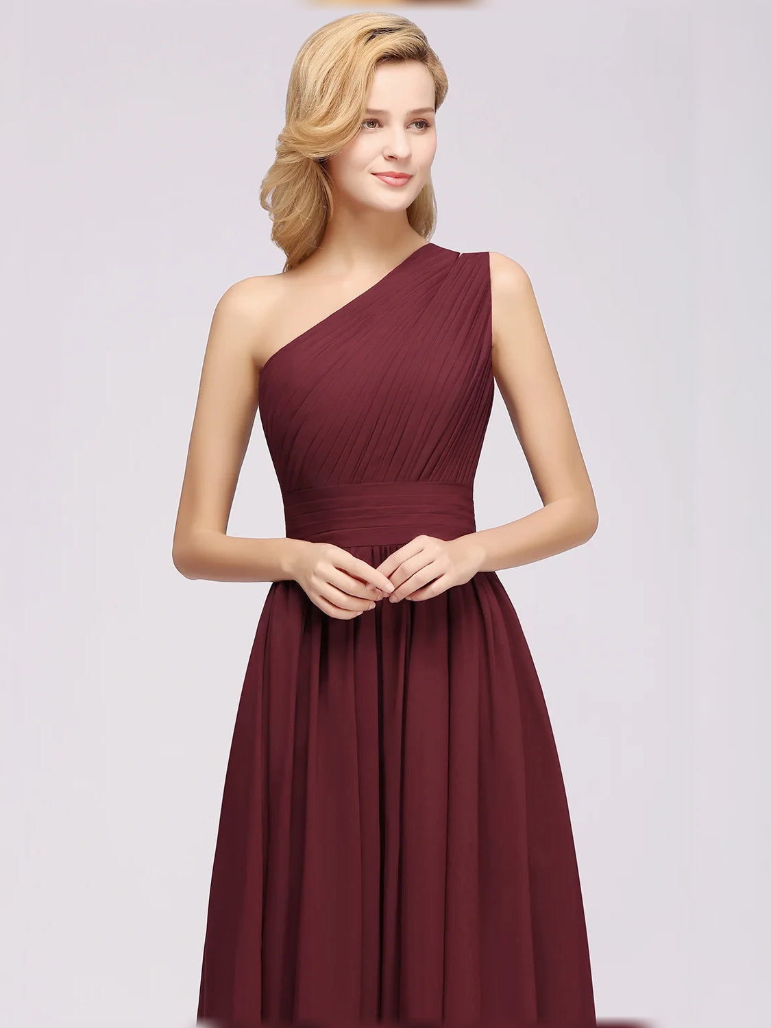 Cabernet maxi bridesmaid dress, alternate view showing the overall dress design
