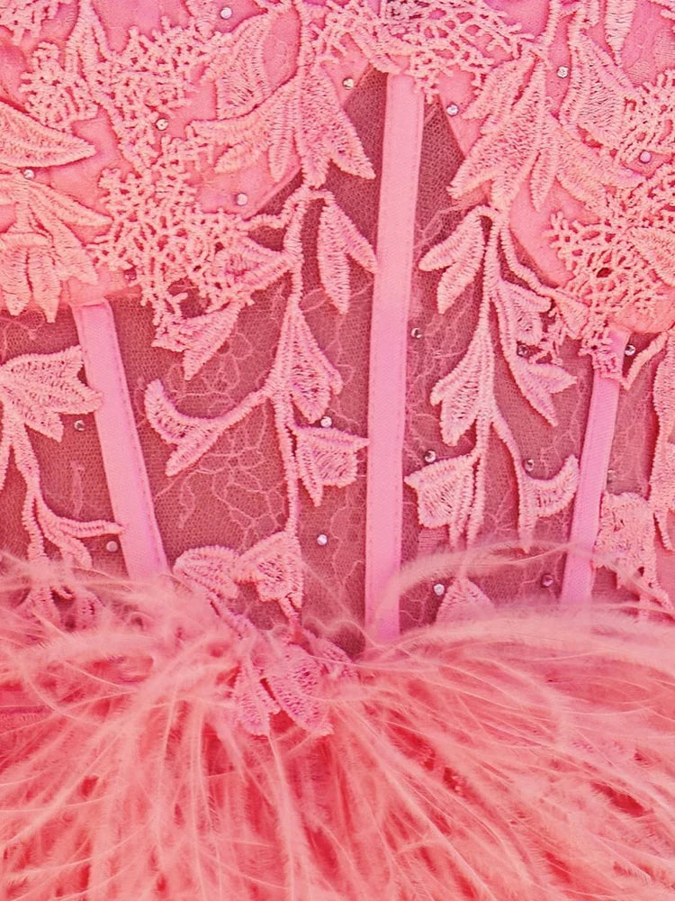 Pink mini homecoming dress, alternate view showing the overall dress design
