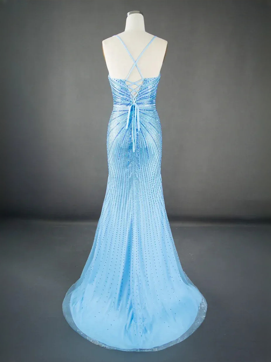 Lilac floor-length prom dress, alternate view showing the overall dress design