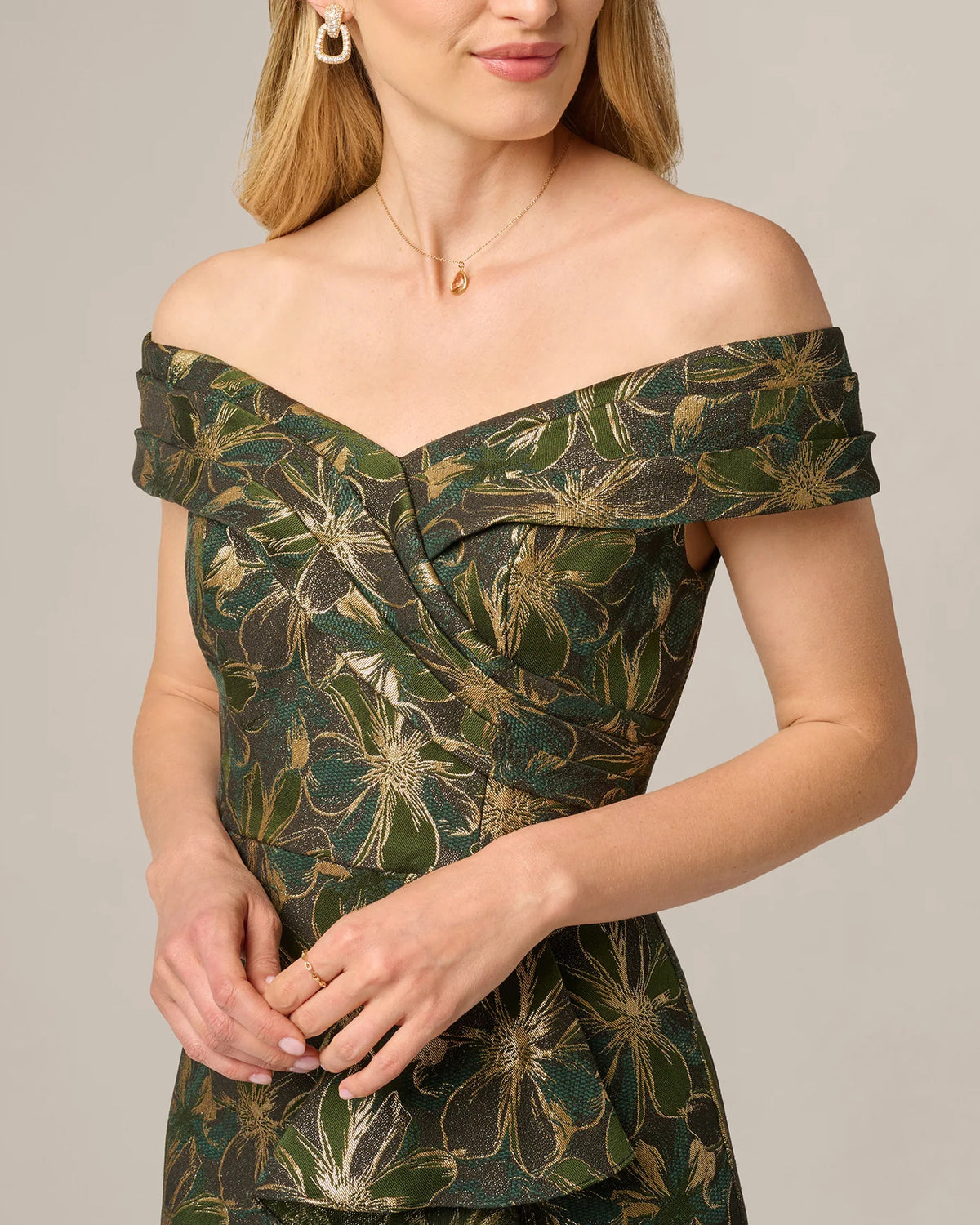 off-shoulder a-line maxi mother of the bride dress - image 4