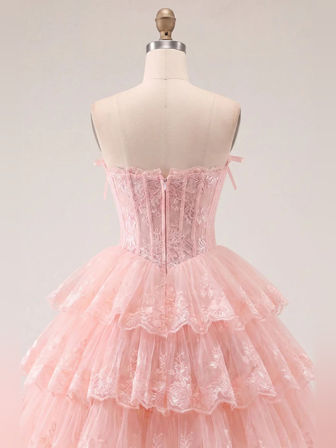 Light Pink mini homecoming dress, alternate view showing the overall dress design
