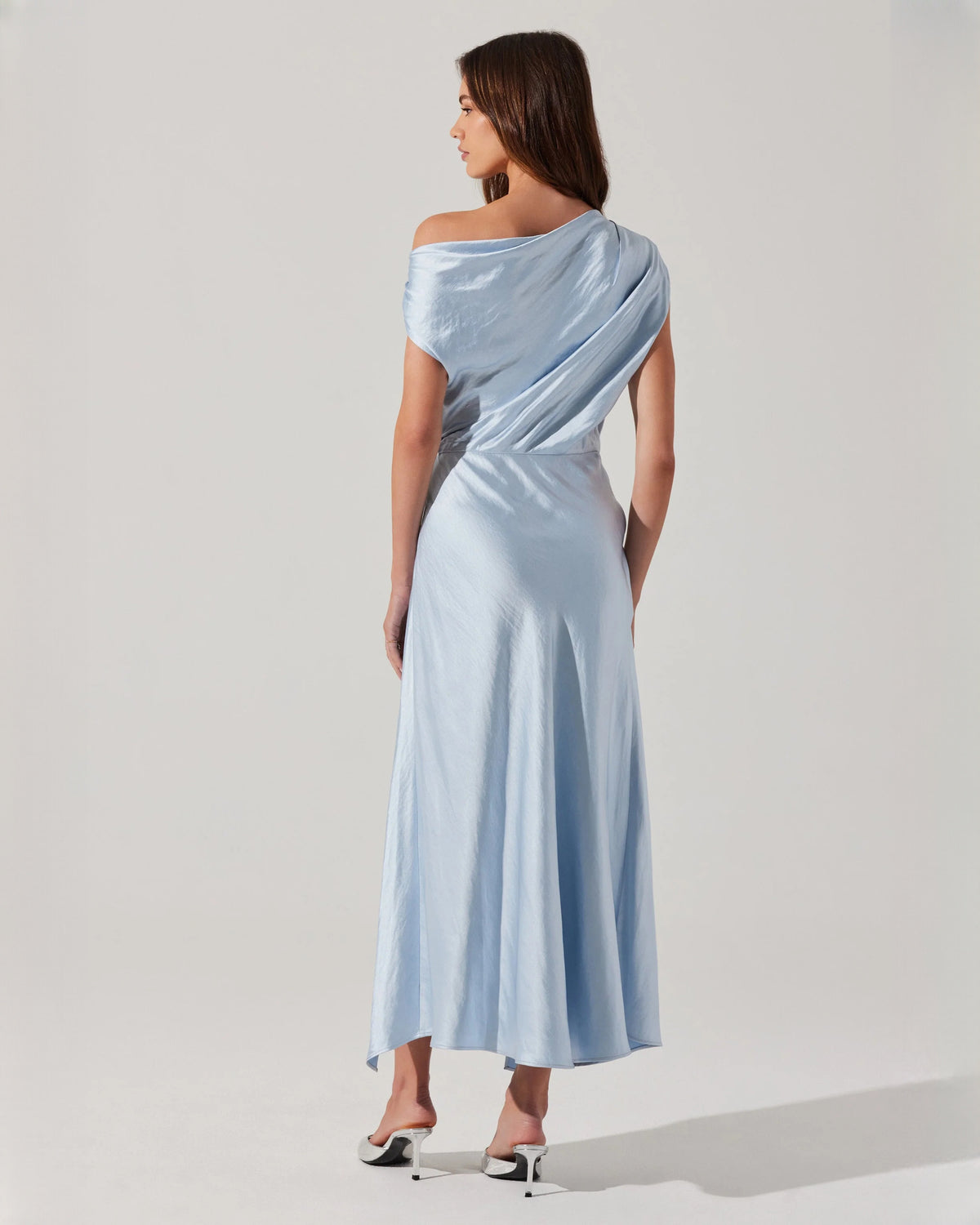 sleeveless satin a-line midi bridesmaid dress - image 4