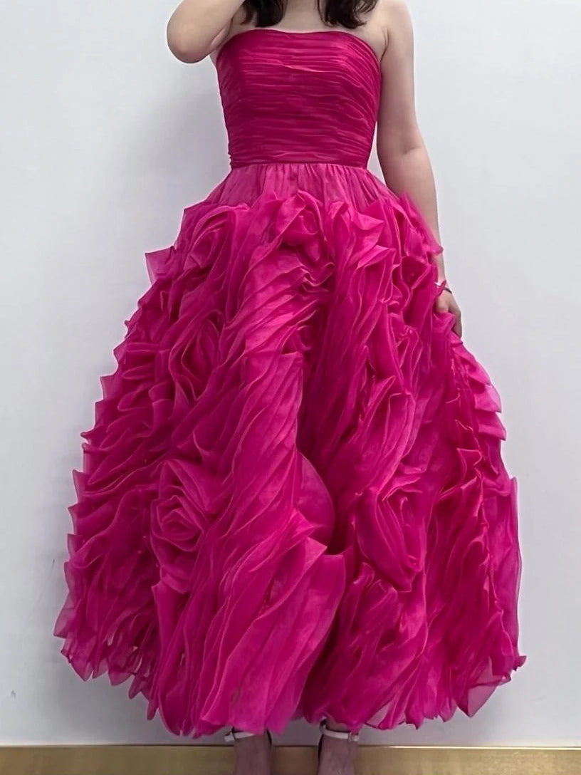 Hot Pink floor-length prom dress, alternate view showing the overall dress design