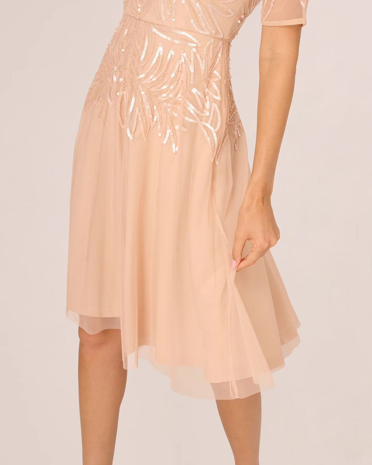 short-sleeve a-line midi mother of the bride dress - image 4