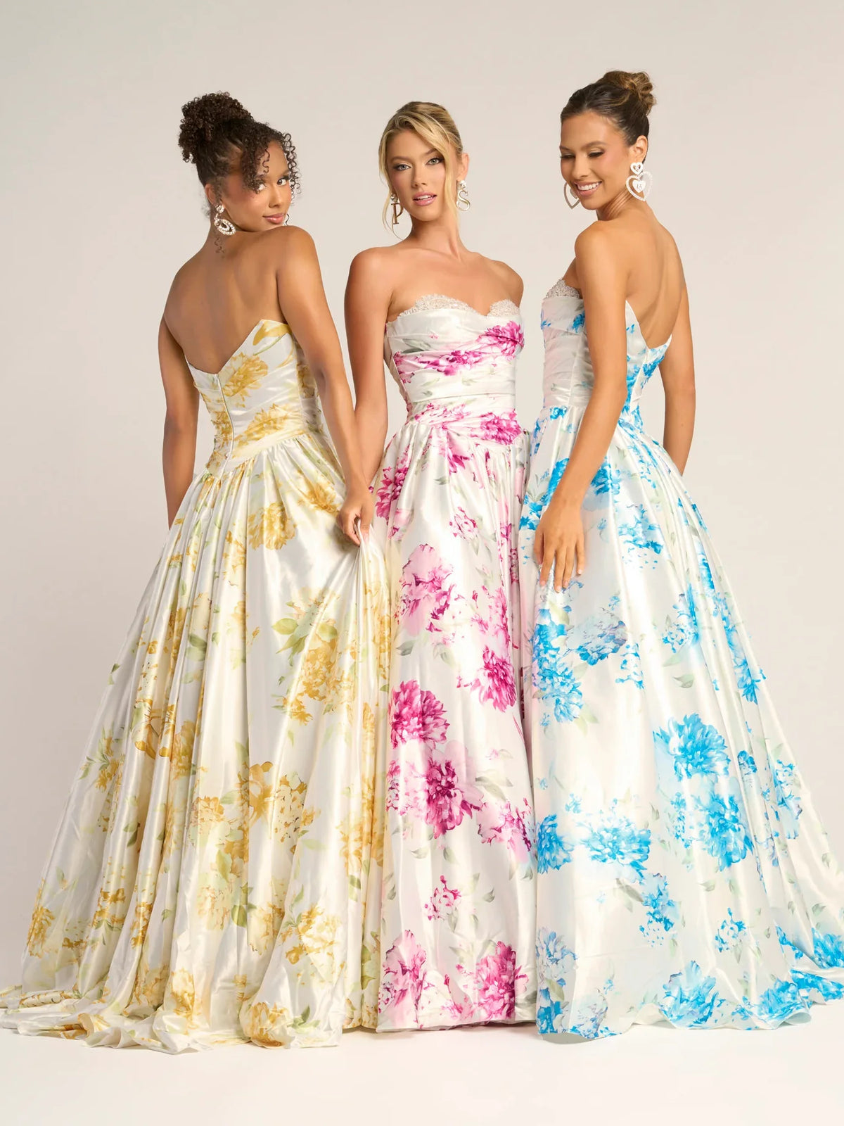 White Blue floor-length prom dress, alternate view showing the overall dress design