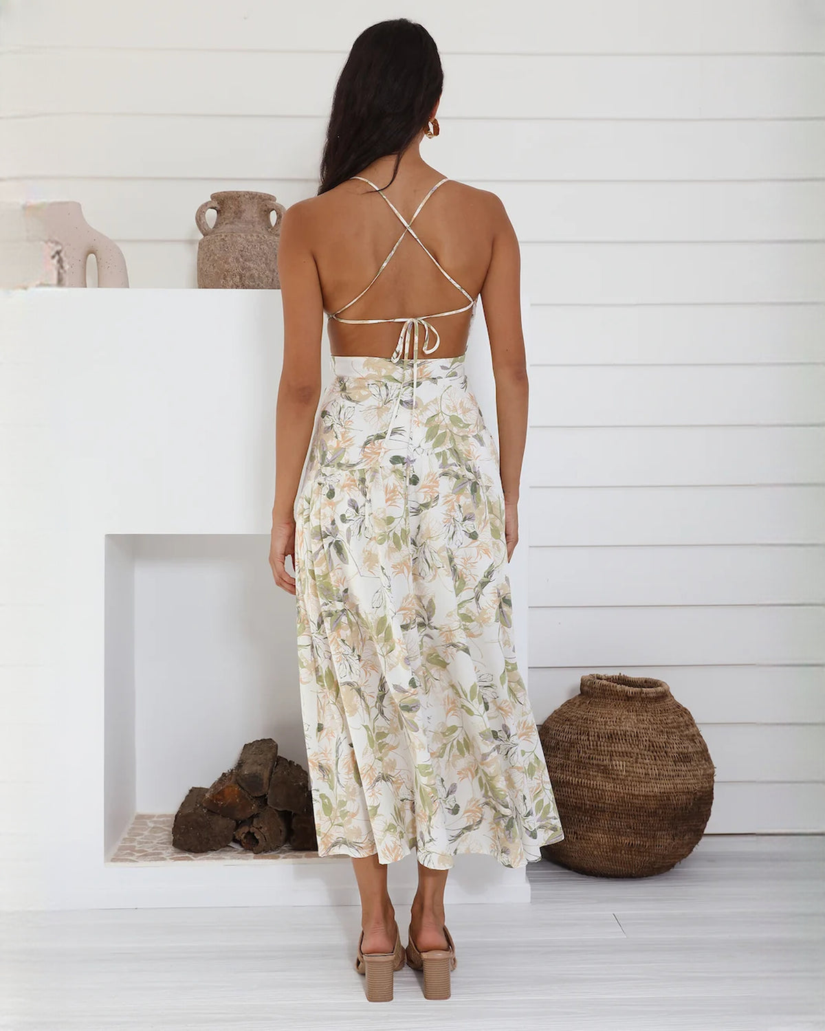 sleeveless structured satin a-line maxi bridesmaid dress - image 4