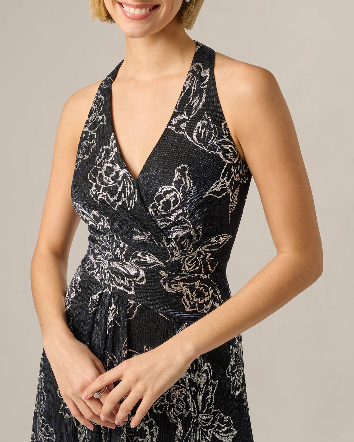 halter neck a-line midi mother of the bride dress - image 4