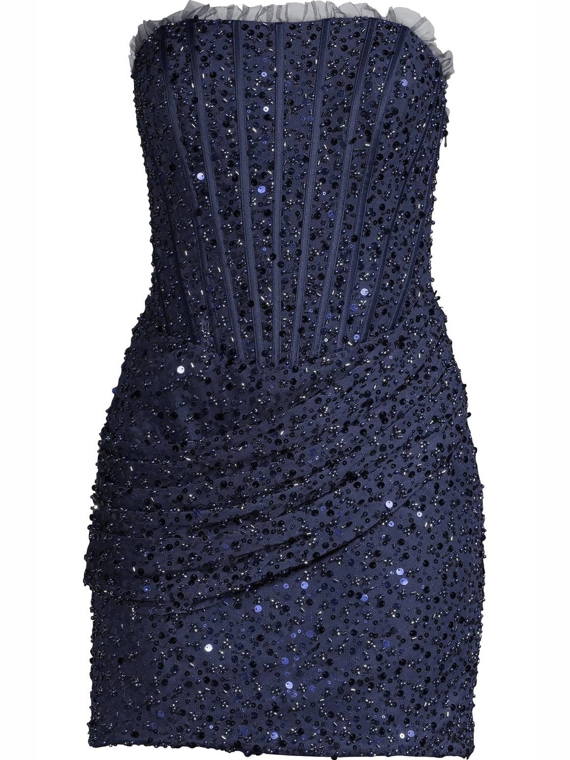 Navy Blue mini homecoming dress, alternate view showing the overall dress design
