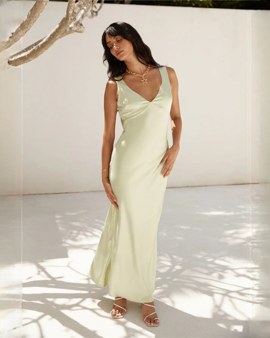 sleeveless satin a-line maxi bridesmaid dress - image 4