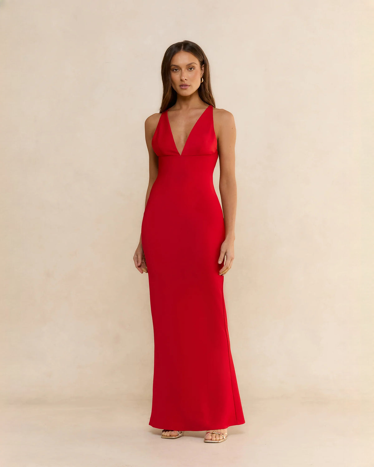 sleeveless satin a-line maxi bridesmaid dress - image 4