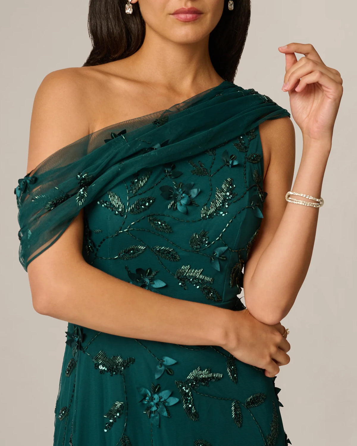 one-shoulder a-line maxi mother of the bride dress - image 4