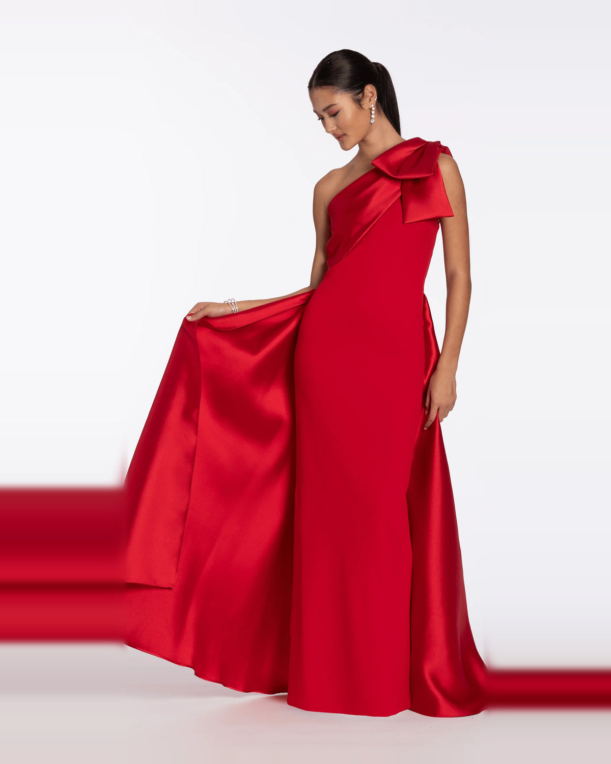 asymmetrical neck column maxi prom dress - image 4