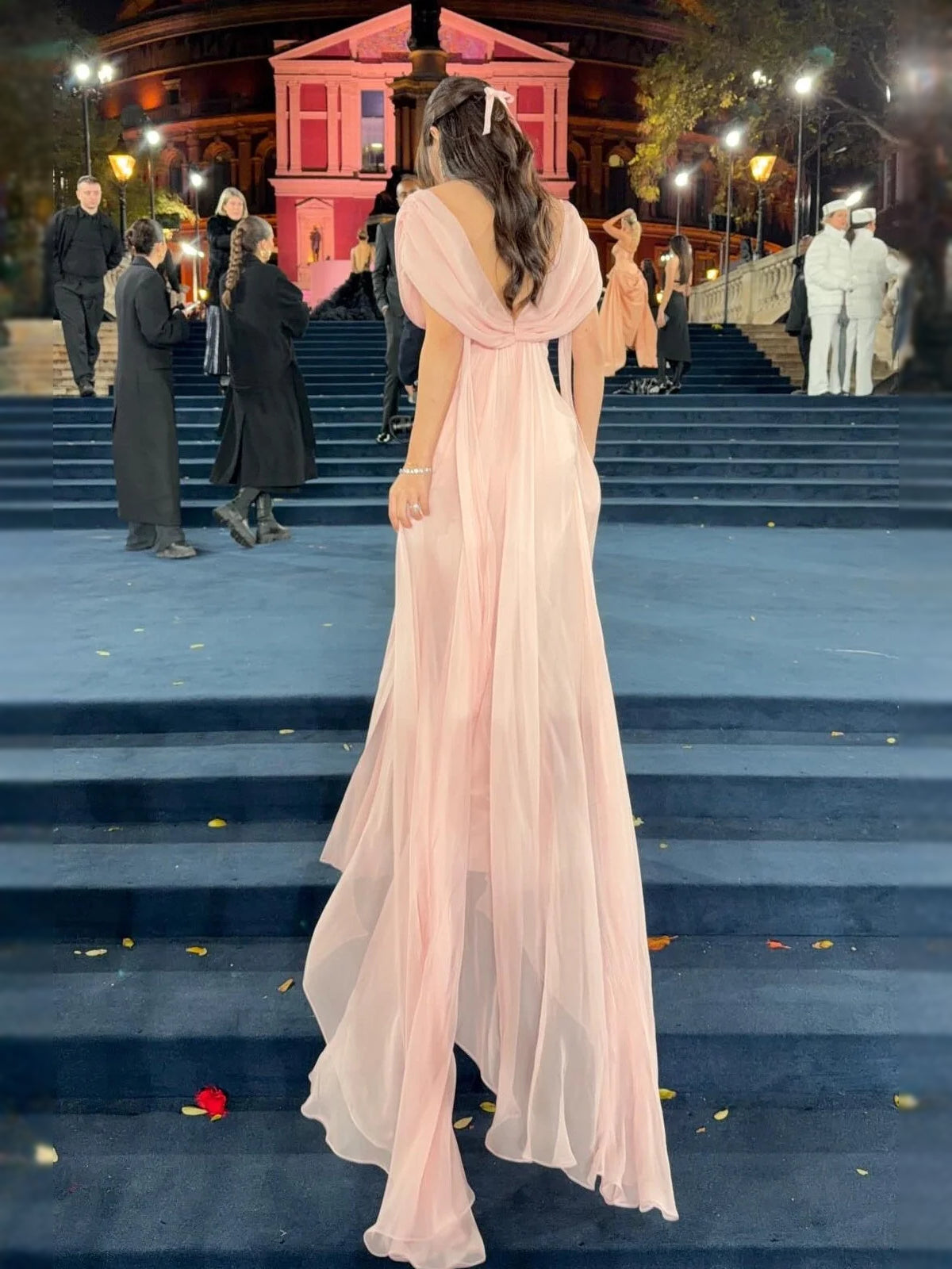 Blush Pink floor-length bridesmaid dress, alternate view showing the overall dress design