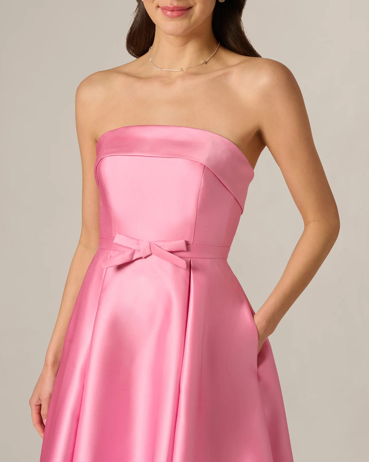 strapless a-line midi mother of the bride dress - image 4