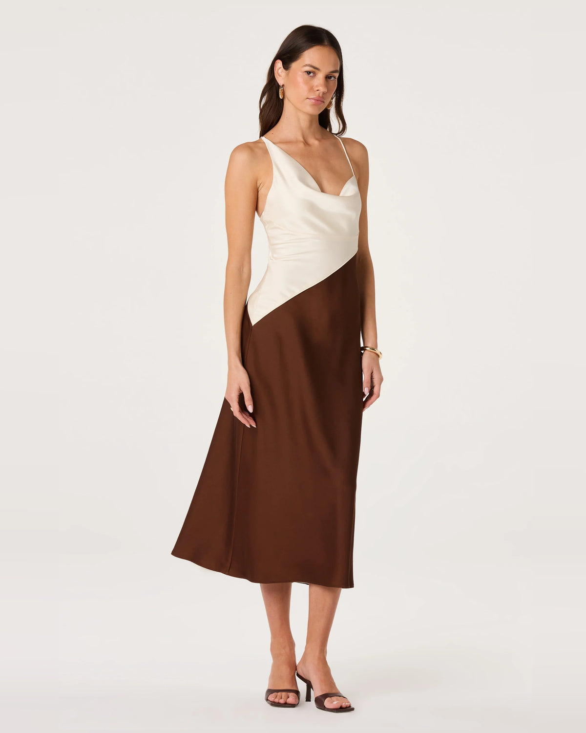 cowl neck a-line midi formal dress - image 4