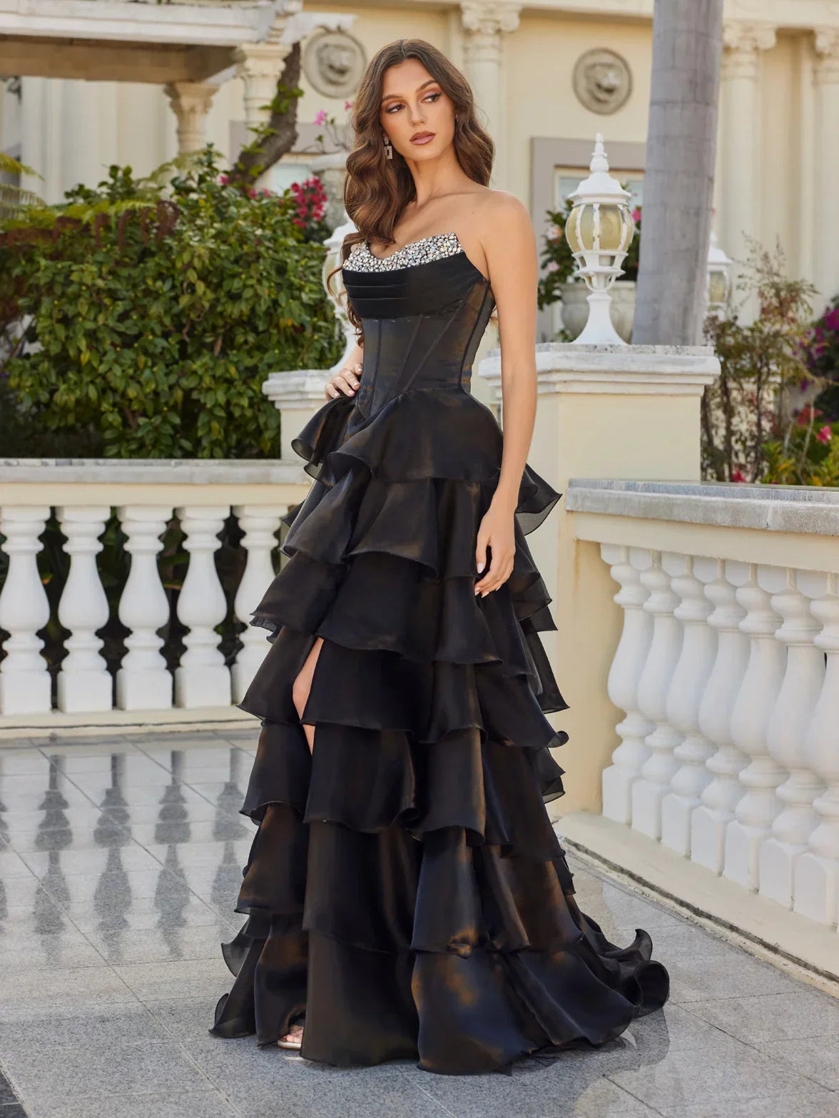 Lilac floor-length prom dress, alternate view showing the overall dress design