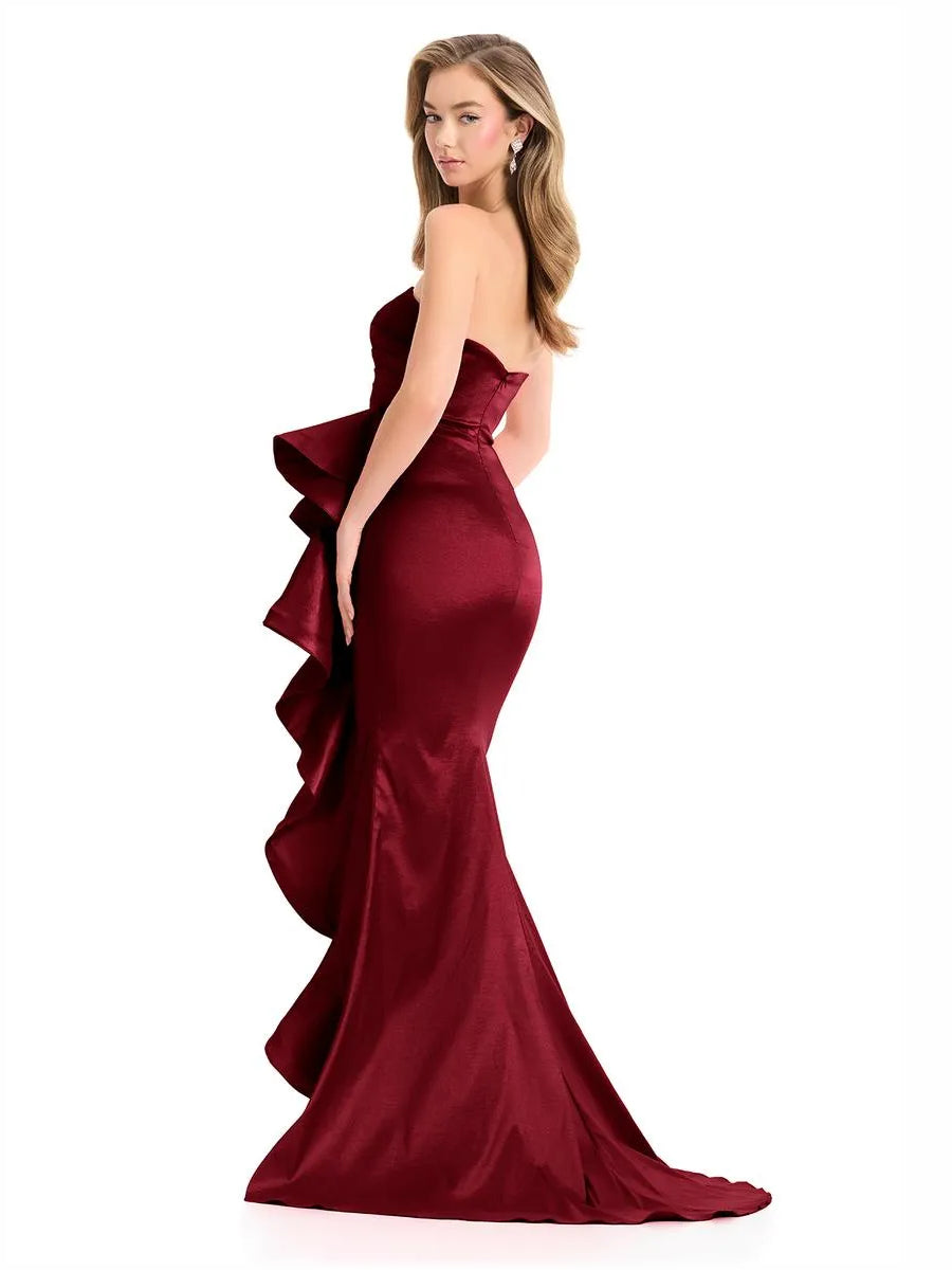 Olive Green mermaid floor-length formal dress with draping, alternate view