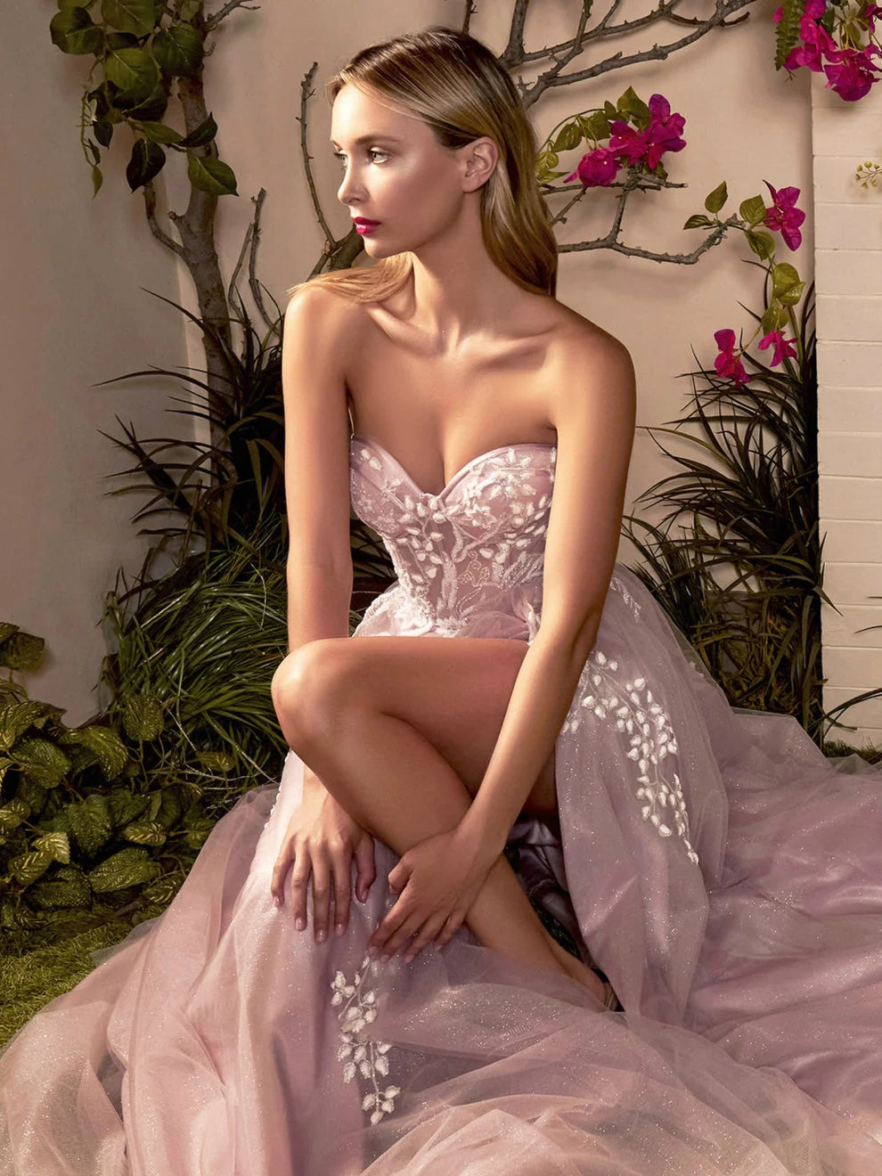 Mauve floor-length prom dress, alternate view showing the overall dress design