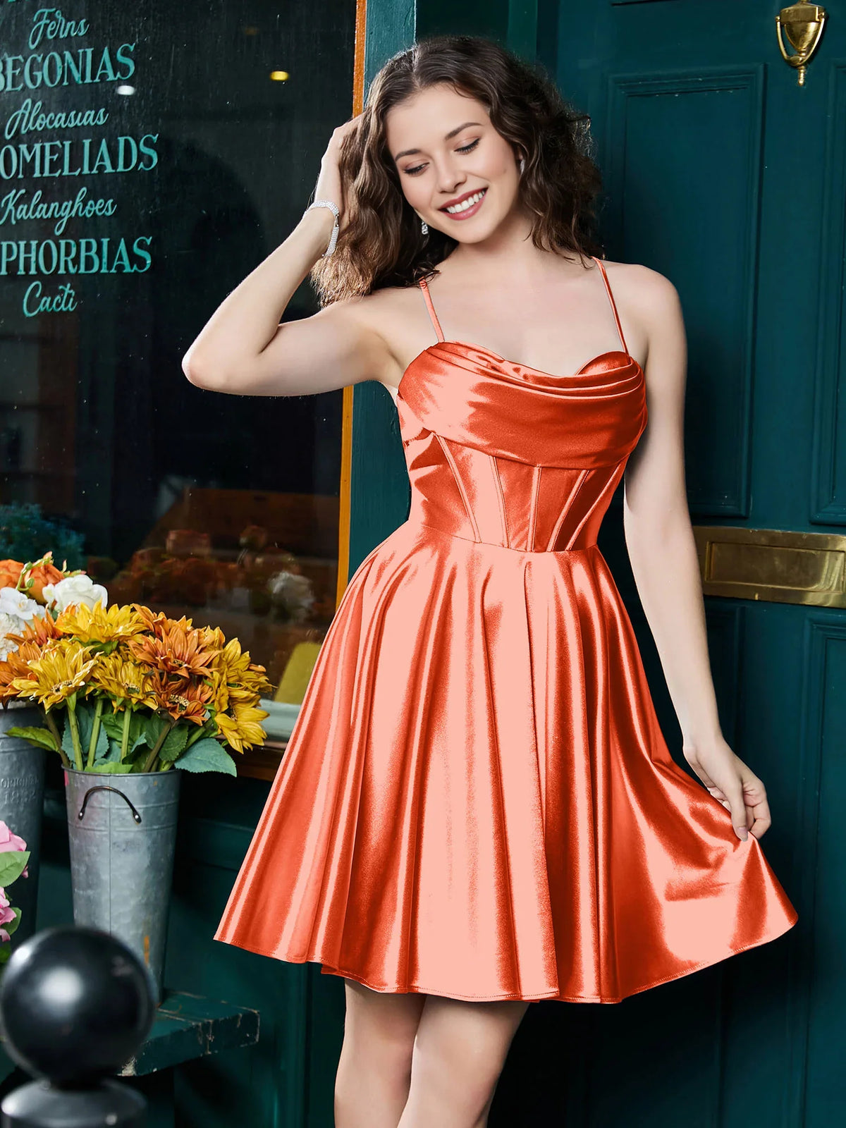 Ivory mini homecoming dress, alternate view showing the overall dress design