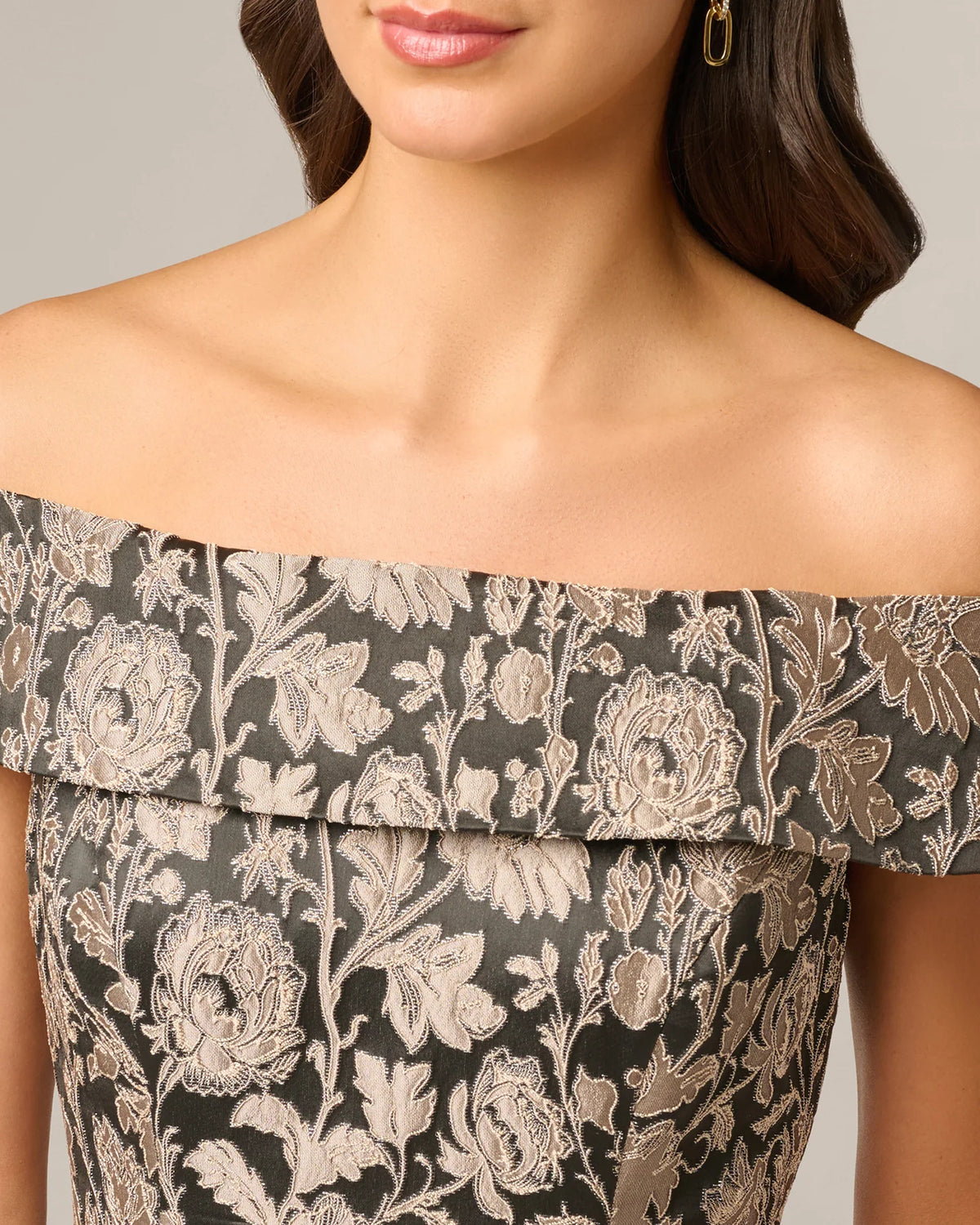 off-shoulder a-line maxi mother of the bride dress - image 4