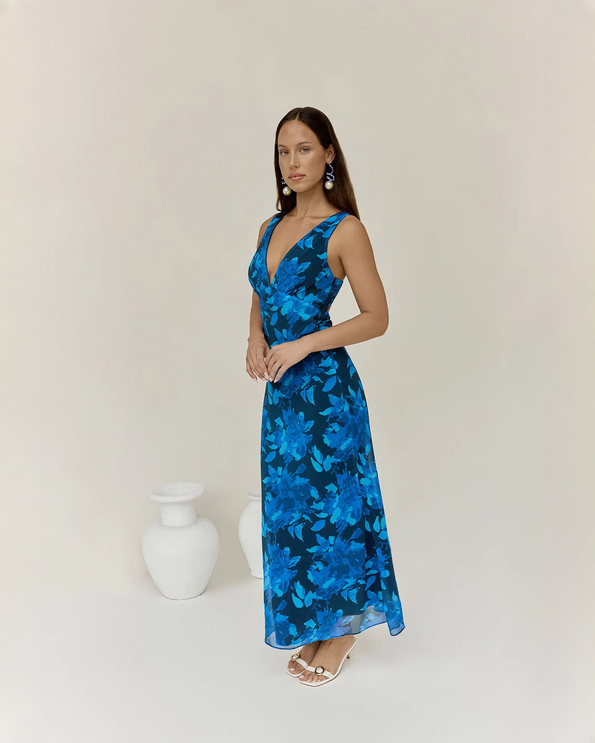 sleeveless chiffon a-line maxi bridesmaid dress - image 4