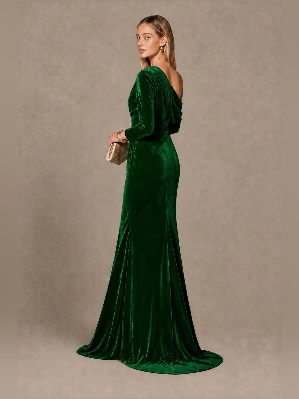 Navy floor-length bridesmaid dress, alternate view showing the overall dress design