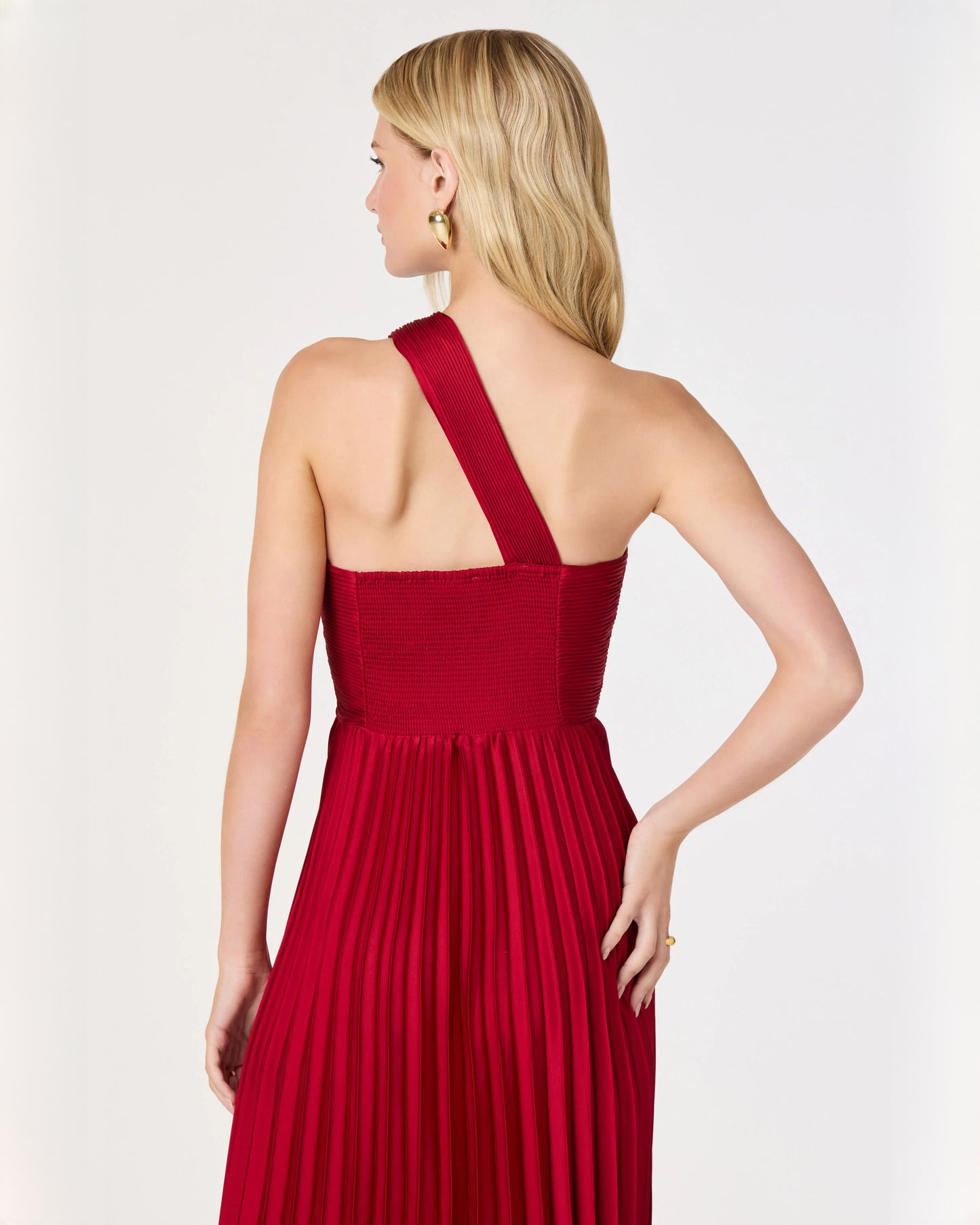 one-shoulder chiffon a-line maxi bridesmaid dress - image 4