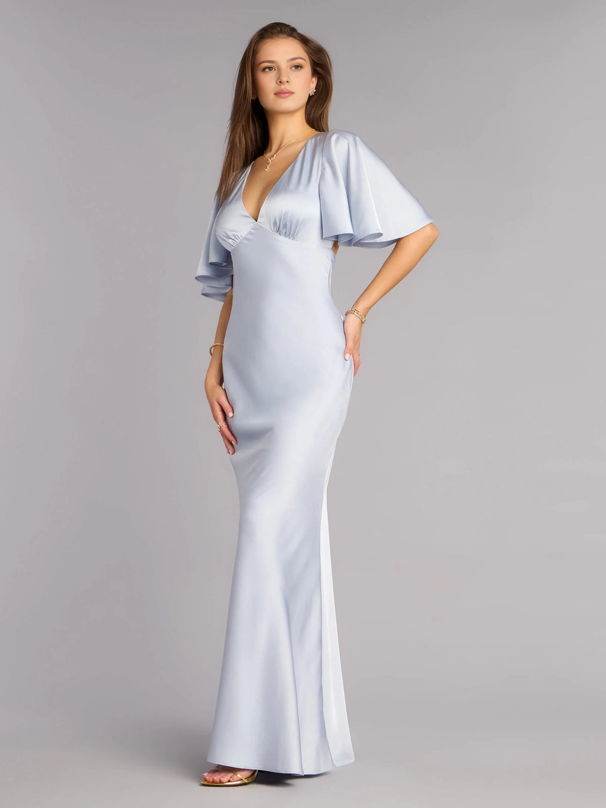 Mist Blue floor-length prom dress, alternate view showing the overall dress design