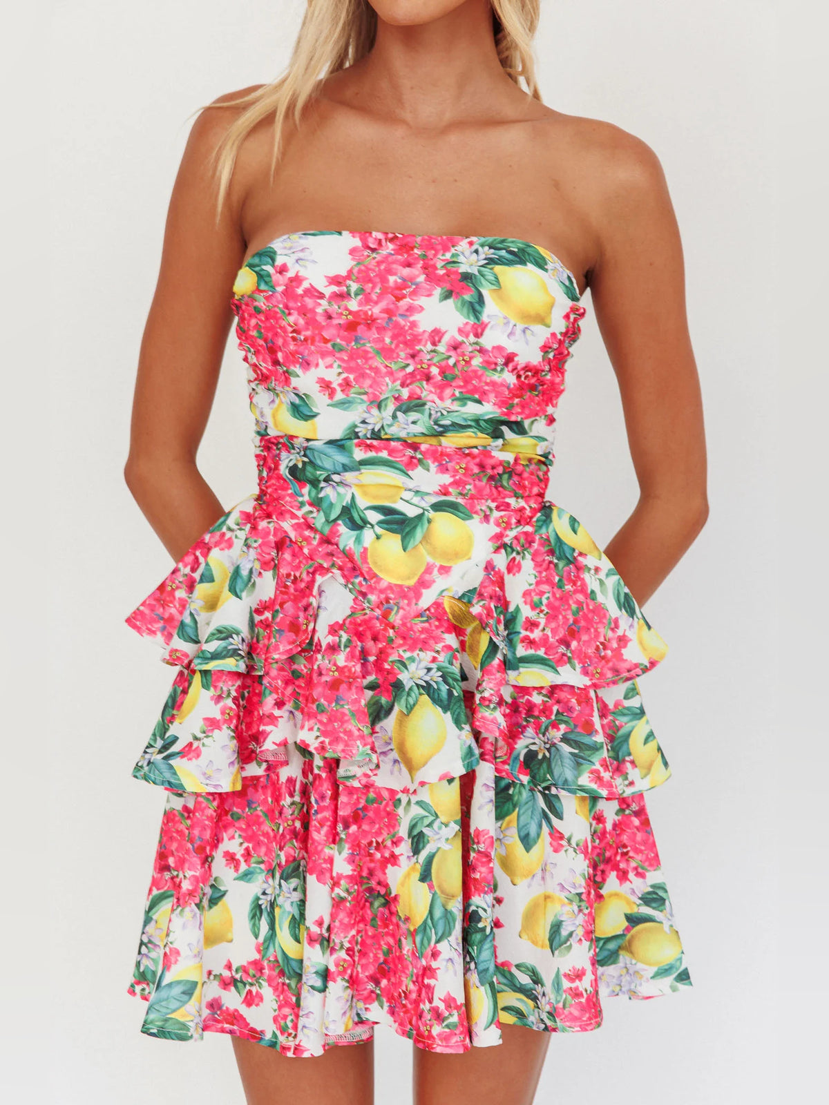 Pink mini homecoming dress, alternate view showing the overall dress design