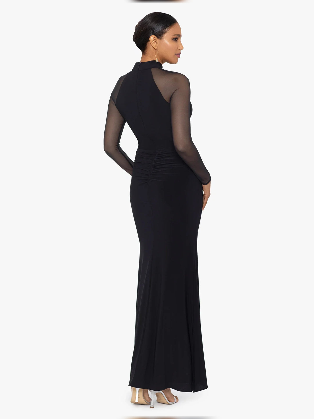 Dark Navy maxi mother of the bride dress, alternate view showing the overall dress design