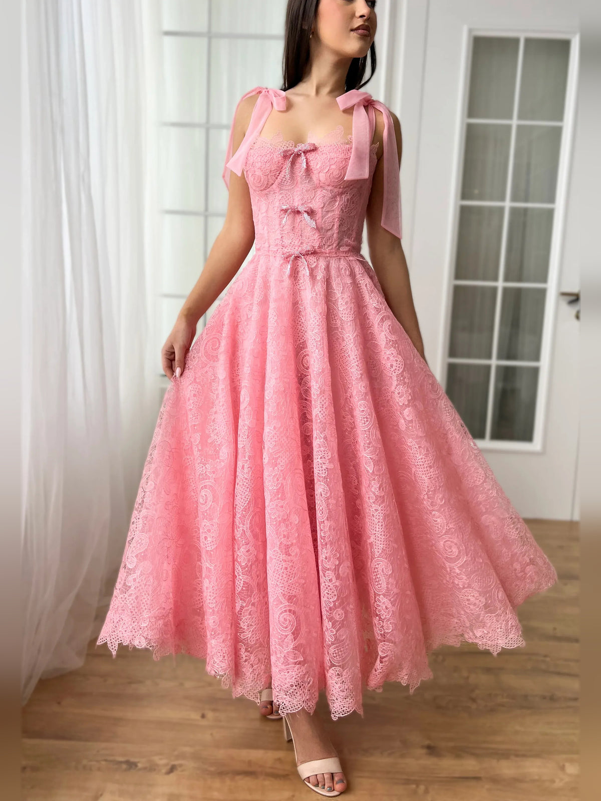 As Picture tea-length homecoming dress, alternate view showing the overall dress design