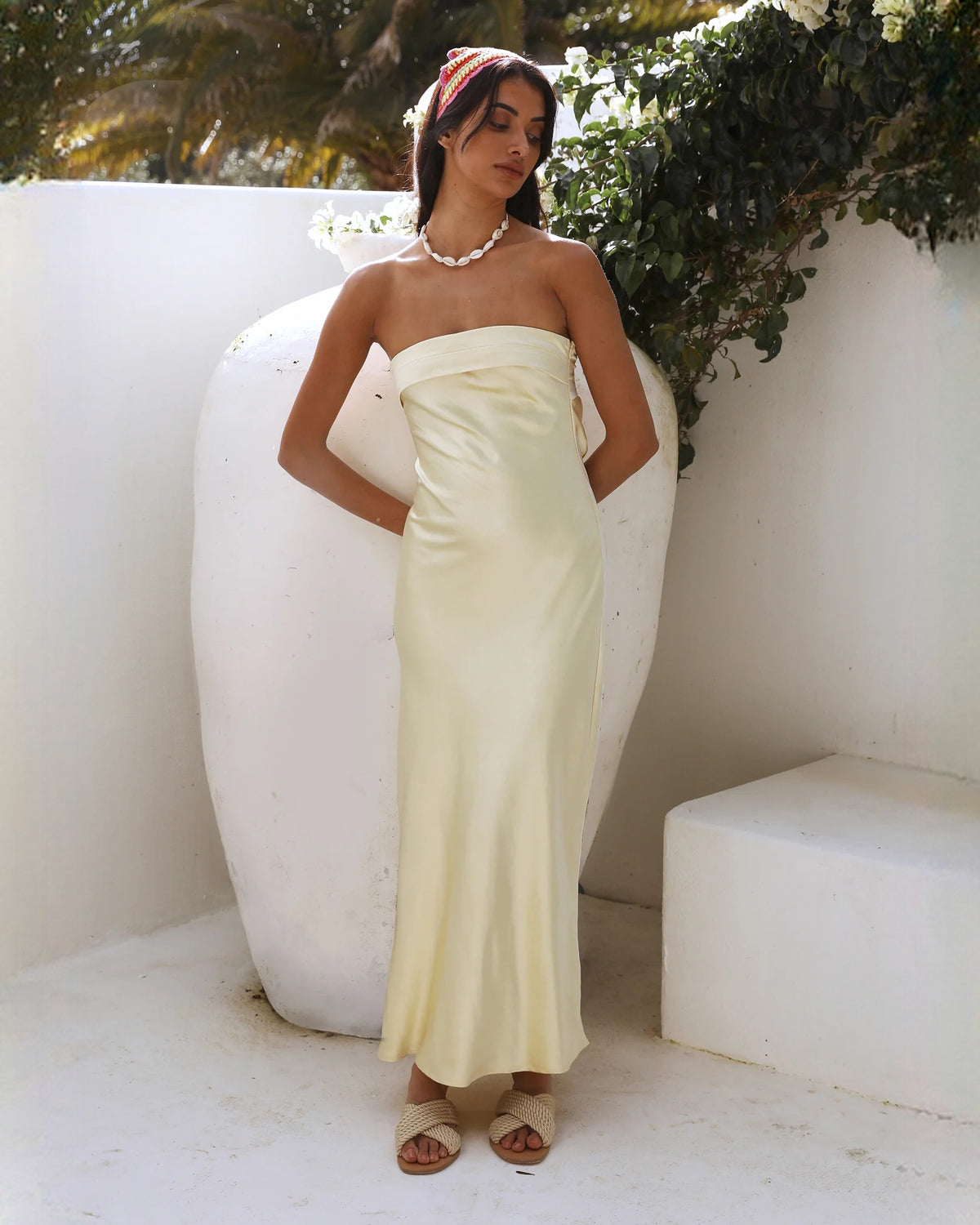 sleeveless satin a-line maxi bridesmaid dress - image 4