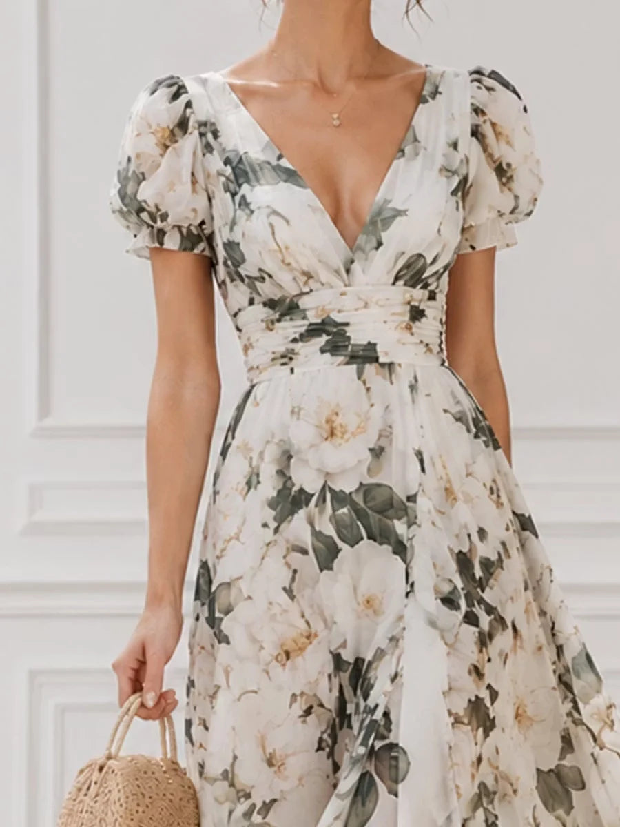 Ivory midi bridesmaid dress, alternate view showing the overall dress design