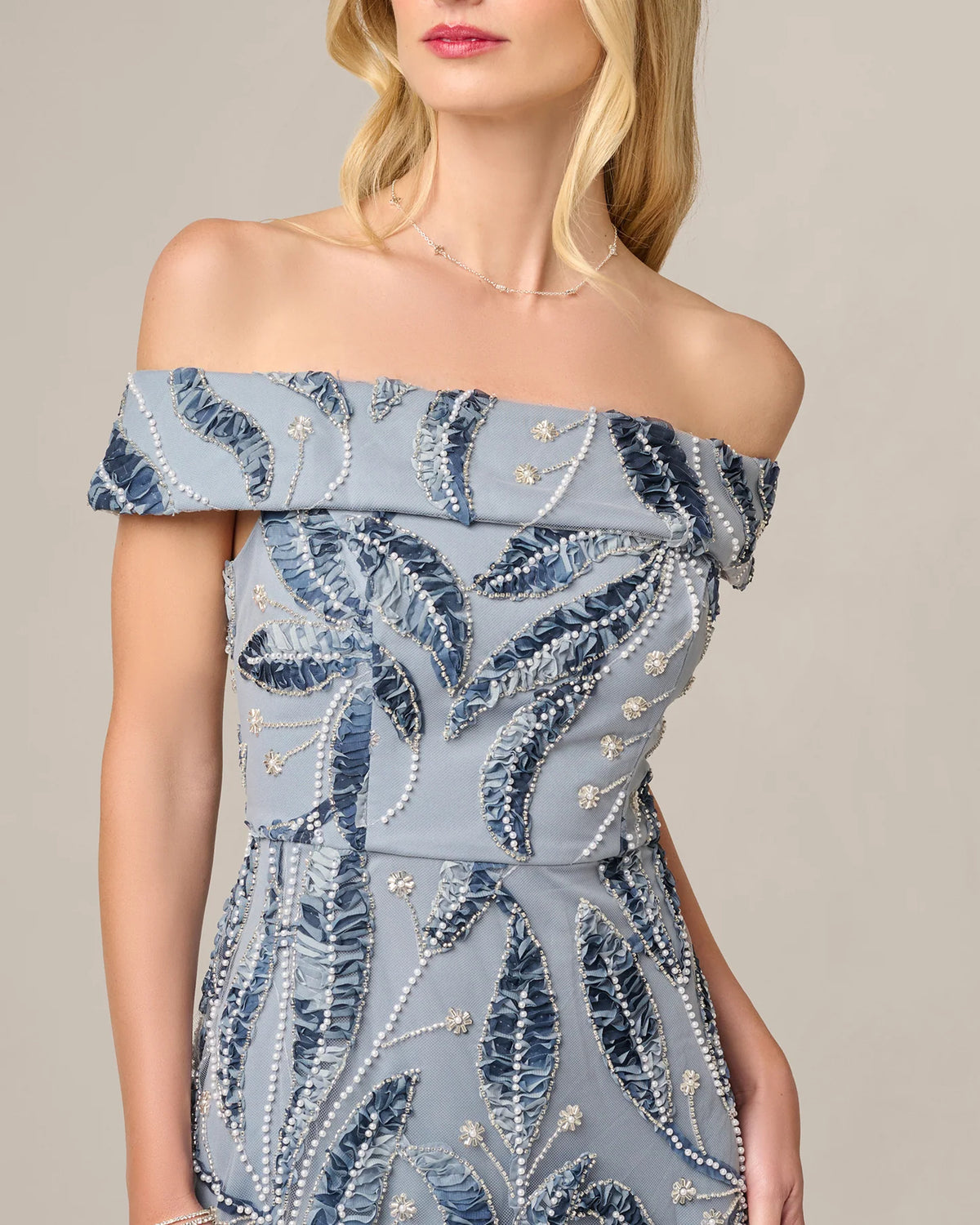 off-shoulder a-line maxi mother of the bride dress - image 4