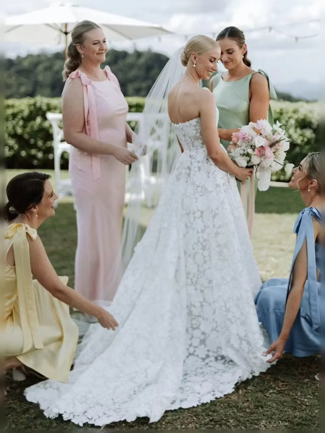 Blush Pink floor-length bridesmaid dress, alternate view showing the overall dress design