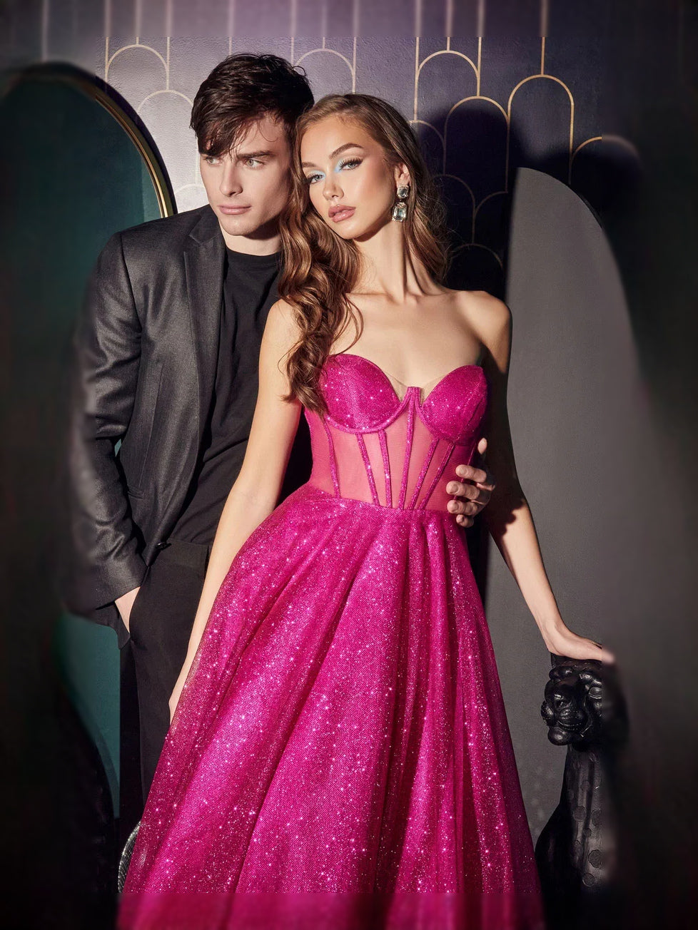 Black floor-length prom dress, alternate view showing the overall dress design