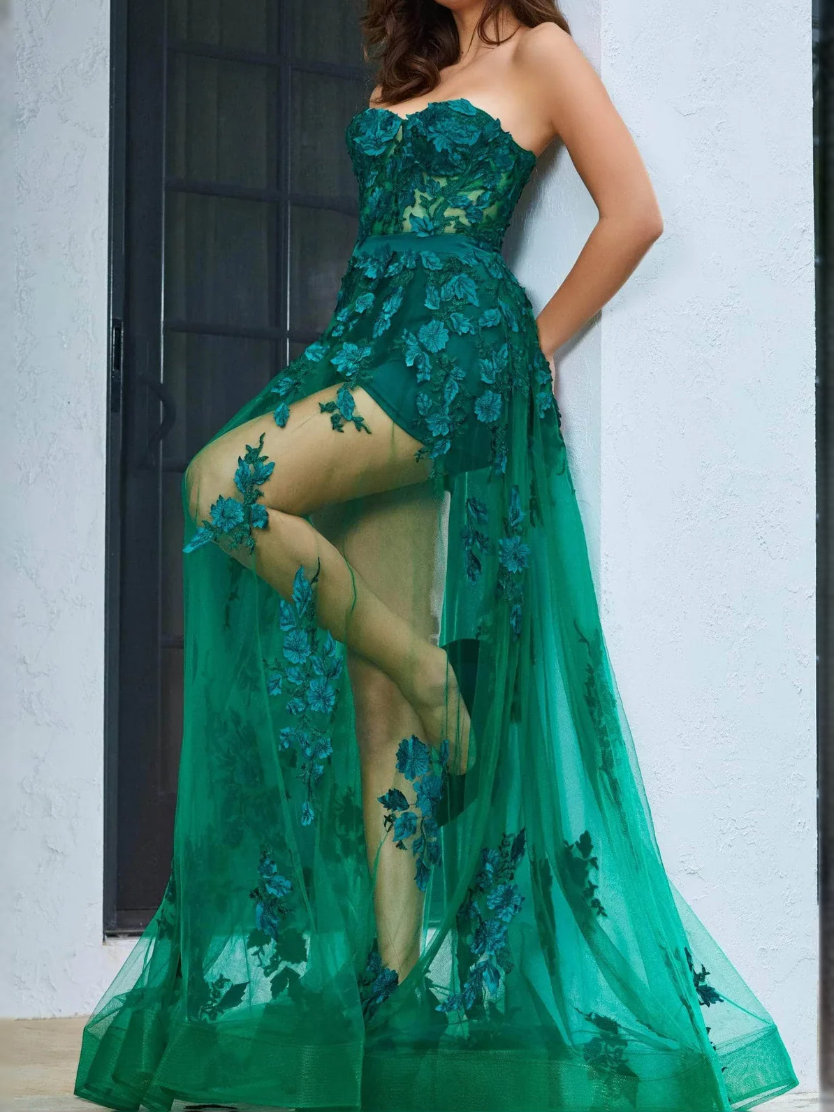 Black floor-length prom dress, alternate view showing the overall dress design