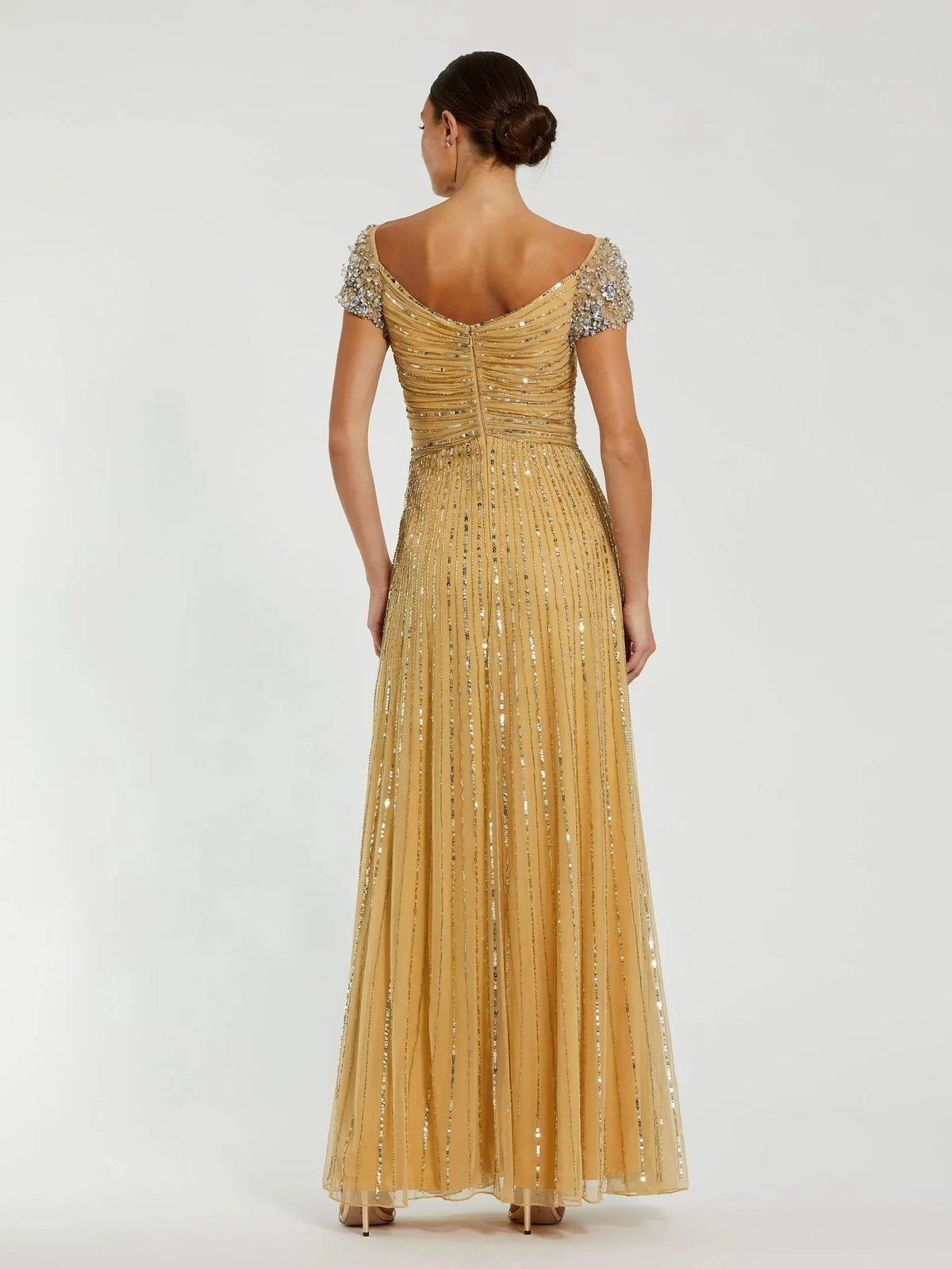 Mint Green a-line floor-length formal dress with sequins, alternate view