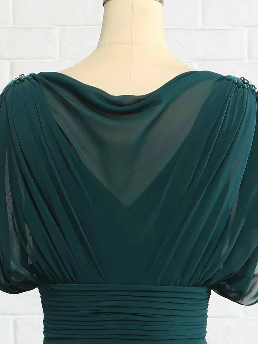 Peacock a-line floor-length formal dress with draping, alternate view