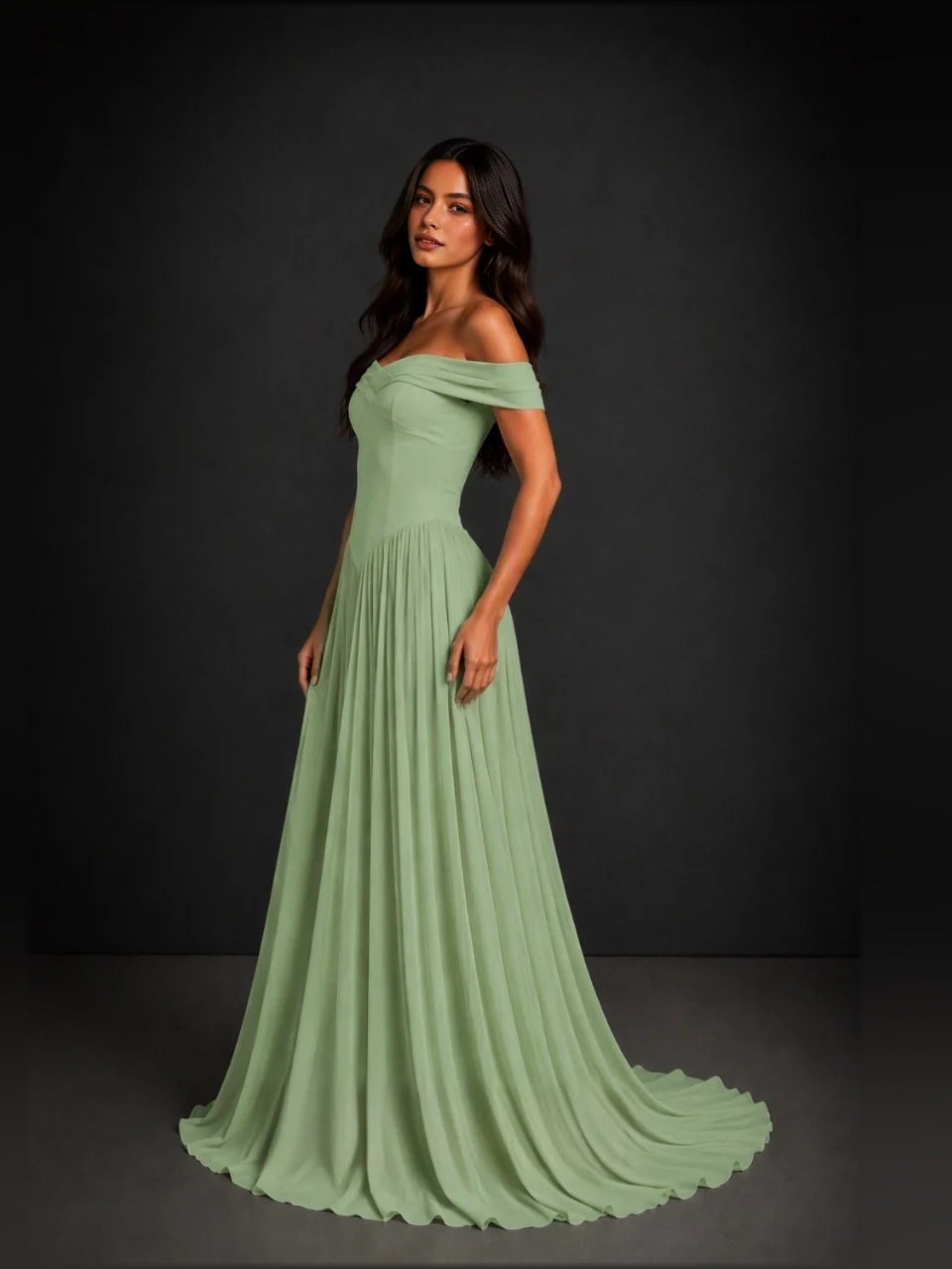 Sage Green floor-length bridesmaid dress, alternate view showing the overall dress design