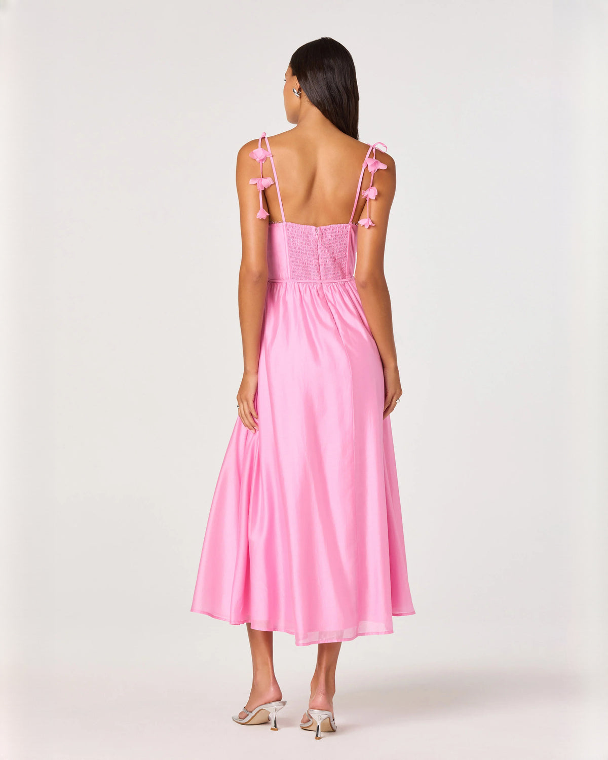 sleeveless satin a-line midi bridesmaid dress - image 4