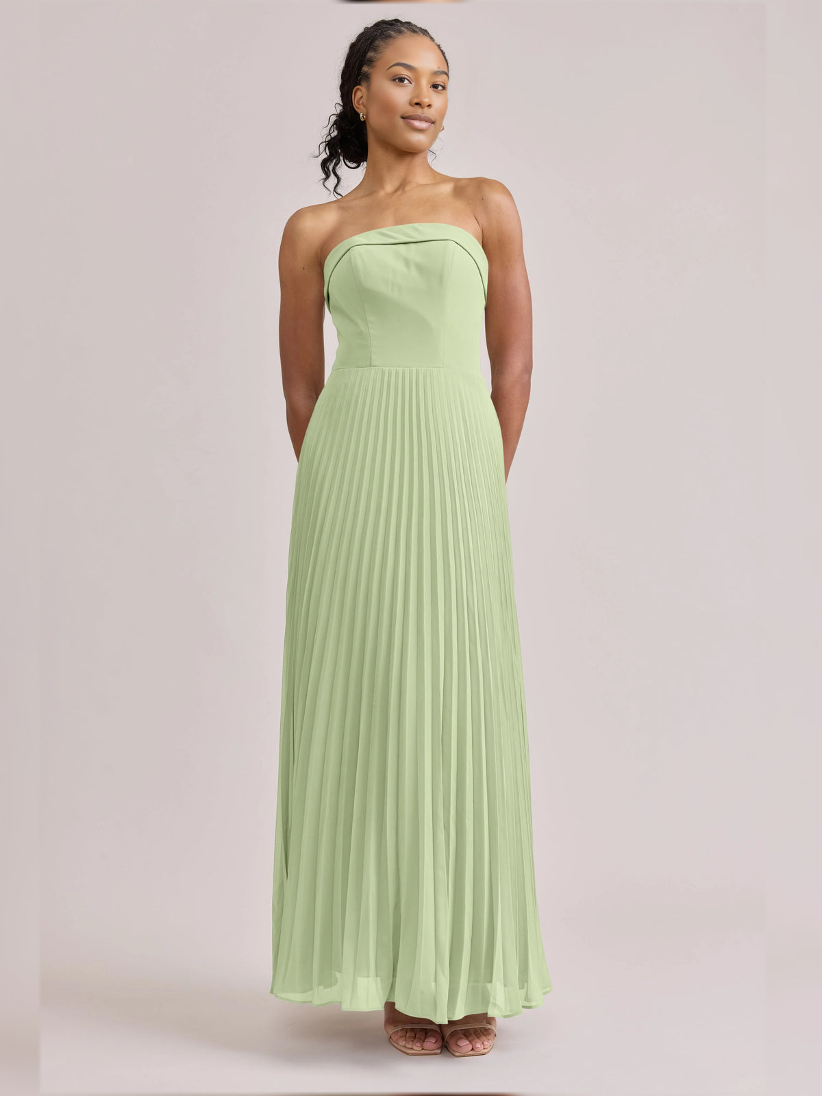 Sage Green maxi bridesmaid dress, alternate view showing the overall dress design