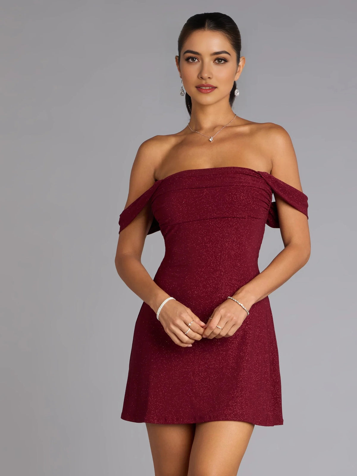 Jungle Green mini homecoming dress, alternate view showing the overall dress design